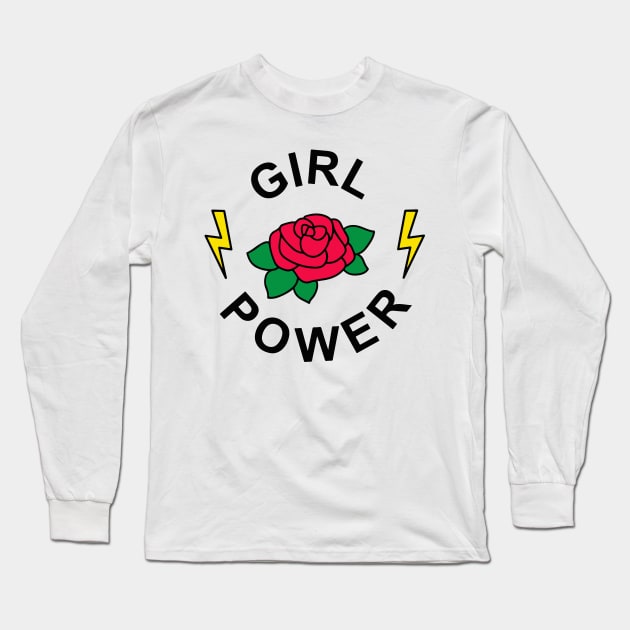 Girl Power Rose Gift For Girls Long Sleeve T-Shirt by BadDesignCo